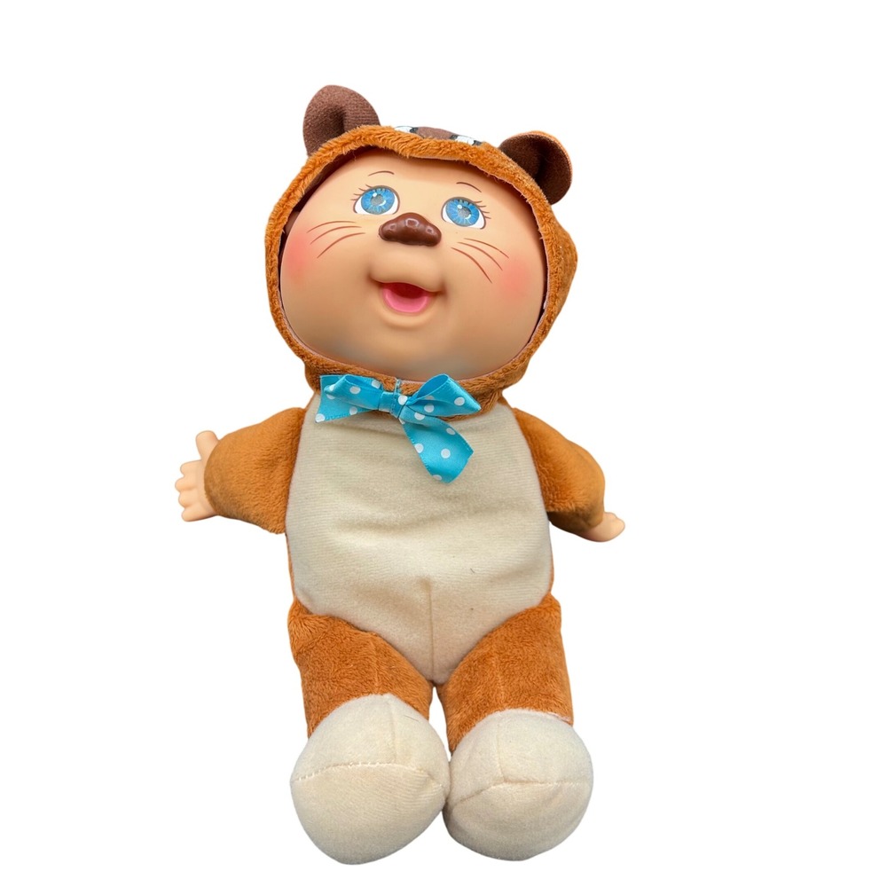 Cabbage Patch Kids Cuties Chipmunk Plush Doll Brown Blue Bow 2019 Vinyl Face